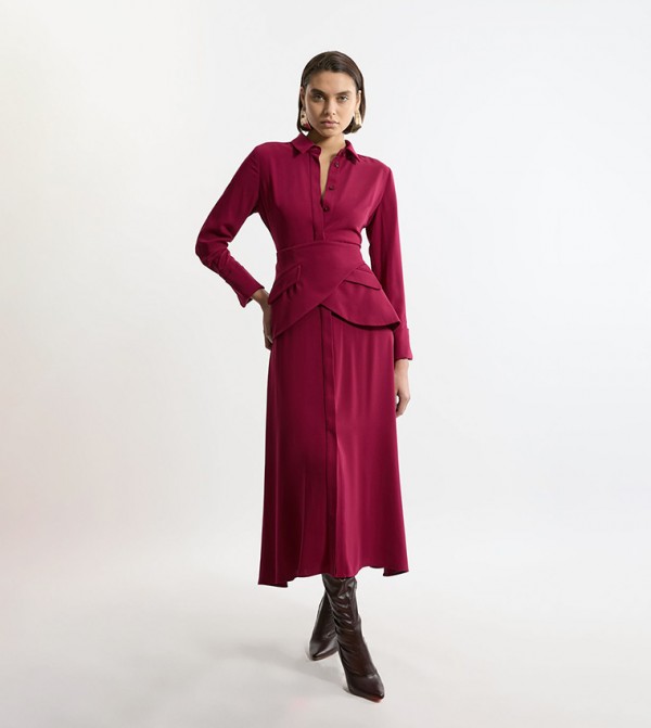Petite Soft Tailored Belted Maxi Shirt Dress