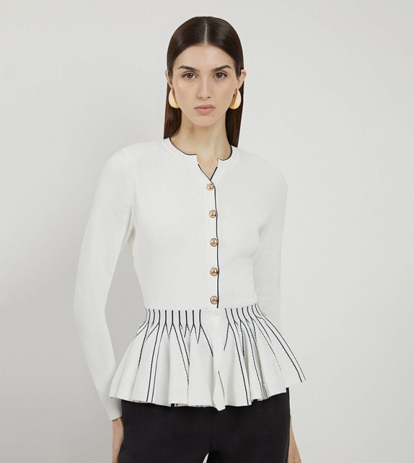 Viscose Blend Knit Peplum Jacket