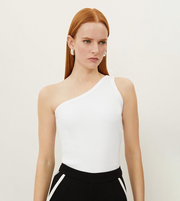 Ribbed Asymmetrical Sleeveless Top