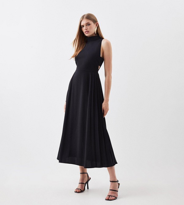 Petite Soft Tailored Pleated Panel Midaxi Dress