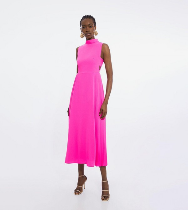 Petite Tailored Pleated Panel Maxi Dress
