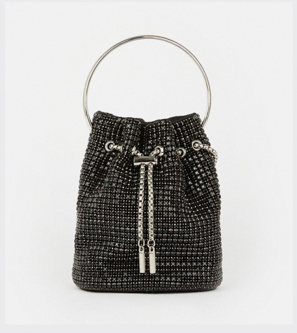 Rhinestone Bucket Hoop Clutch