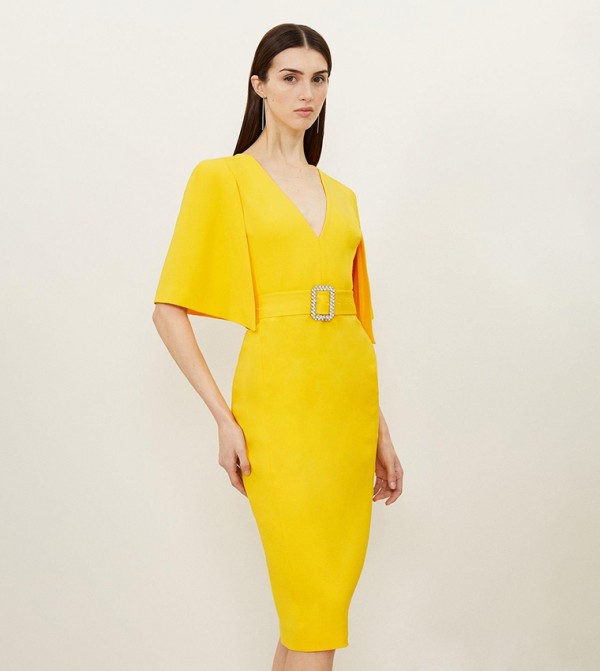 【KAREN MILLEN】プチツイルペンシル織りスリーブ付き 関税込 Buy Karen Millen Compact Stretch Viscose Cape Pencil Midi