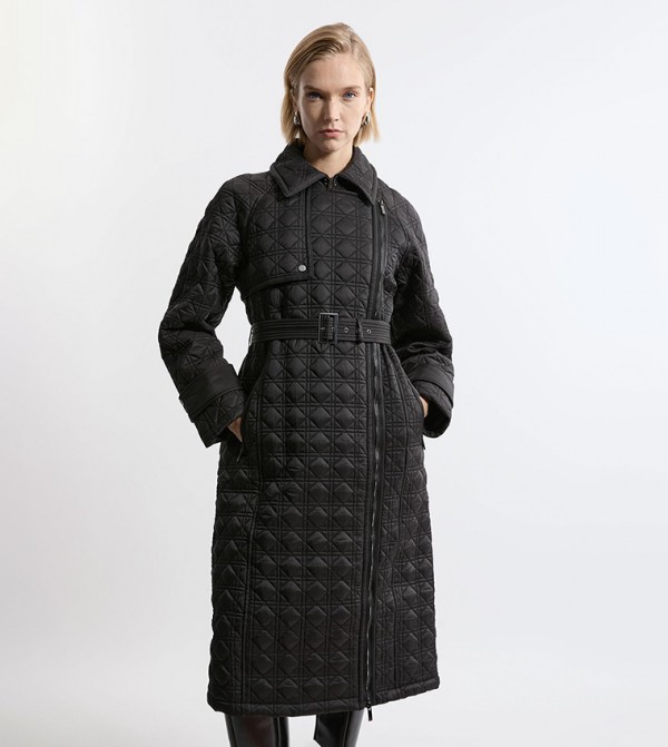 Quilted Belted Longline Trench Coat