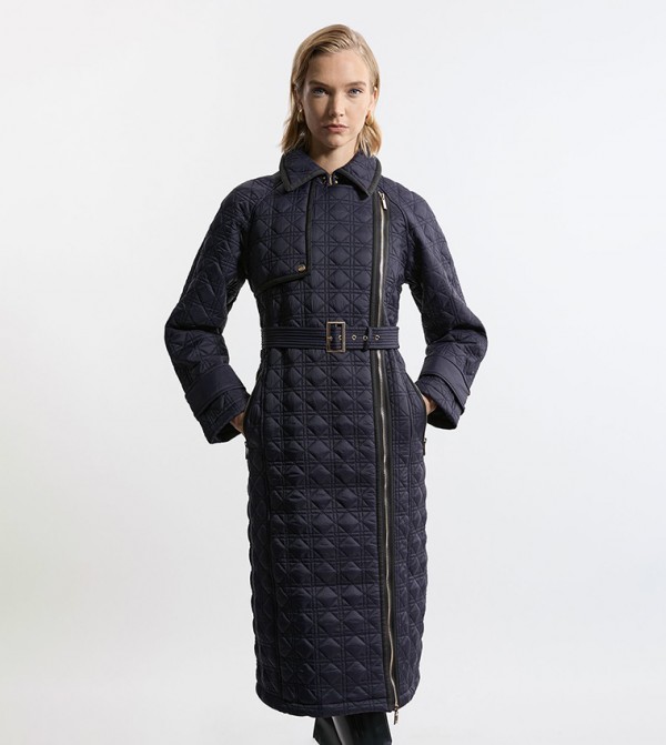 Quilted Belted Longline Trench Coat