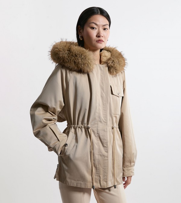 Faux Fur Lined Hooded Parka Jacket