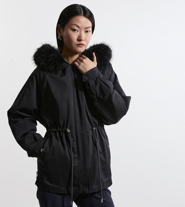 Faux Fur Lined Hooded Parka Jacket
