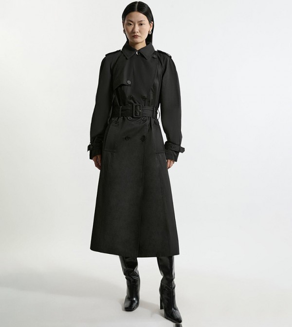Tailored Pleated Back Trench Coat