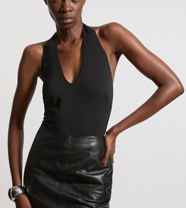 Stretch Halterneck Bodysuit Top