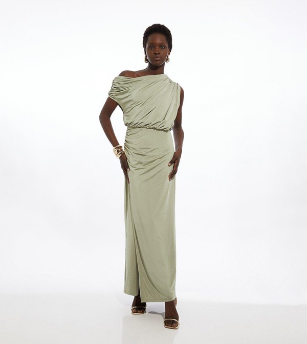Petite Draped Bardot Maxi Dress