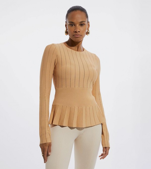 Pointelle Viscose Blend Knit Top