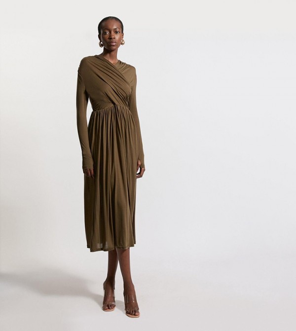 Premium Tencel Jersey Wrap Detail Midi Dress