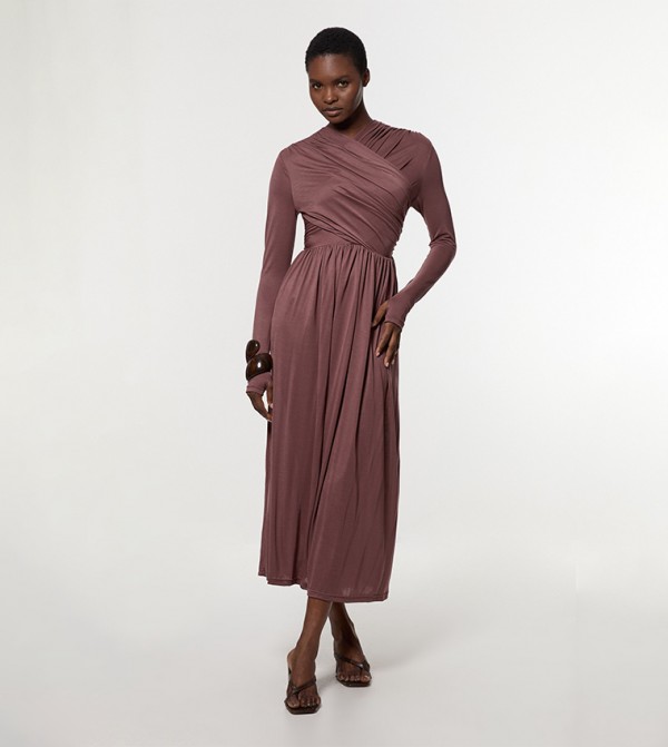 Premium Tencel Jersey Wrap Detail Midi Dress
