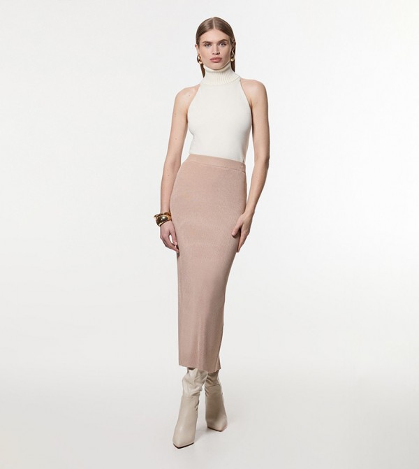 Slinky Drape Knit Column Skirt
