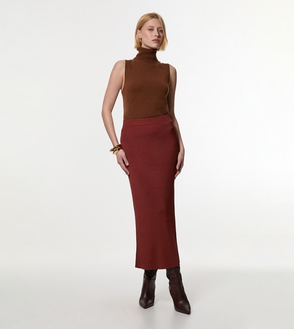 Slinky Drape Knit Column Skirt