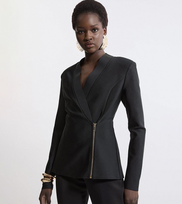 Knitted Side Zip Longline Jacket