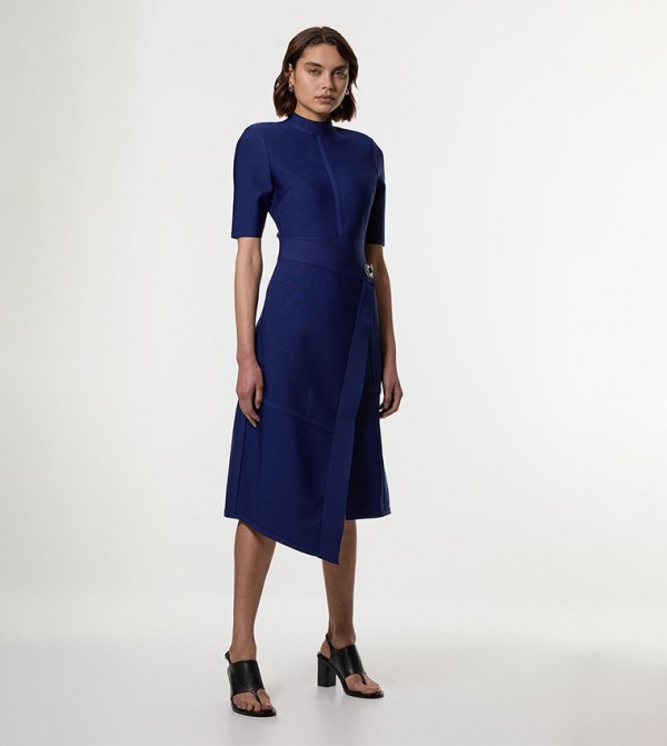 Figure Form Bandage Asymmetric Knit Midi Dress