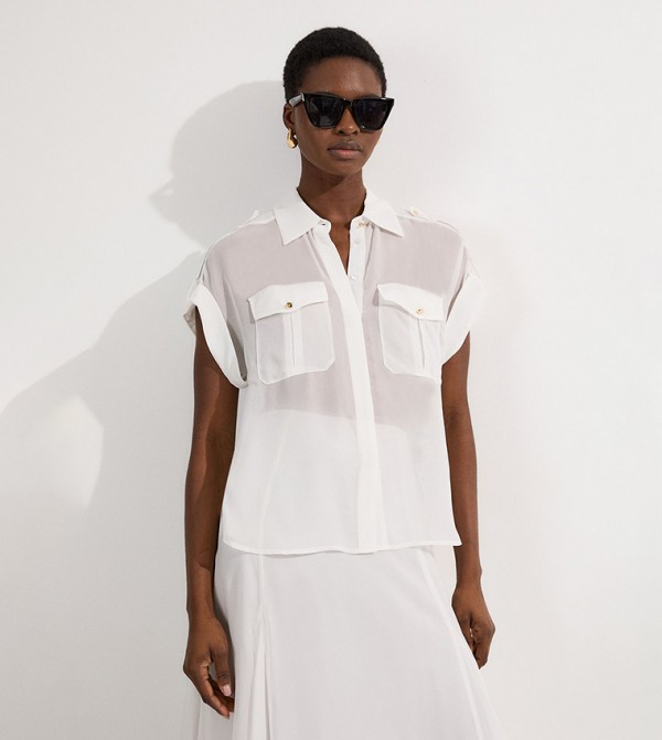 Sheer Viscose Georgette Utility Top