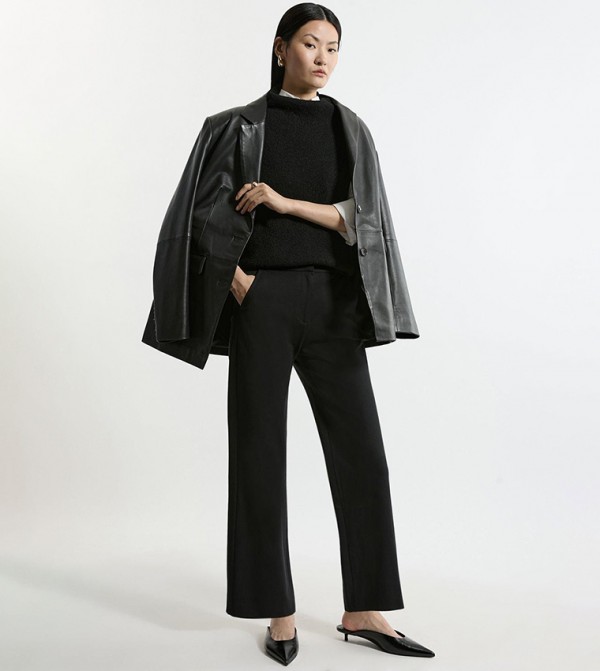 Compact Stretch Tailored High Waist Slim Fit Trousers