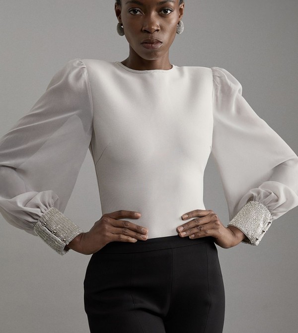 Embellished Chiffon Sleeves Top