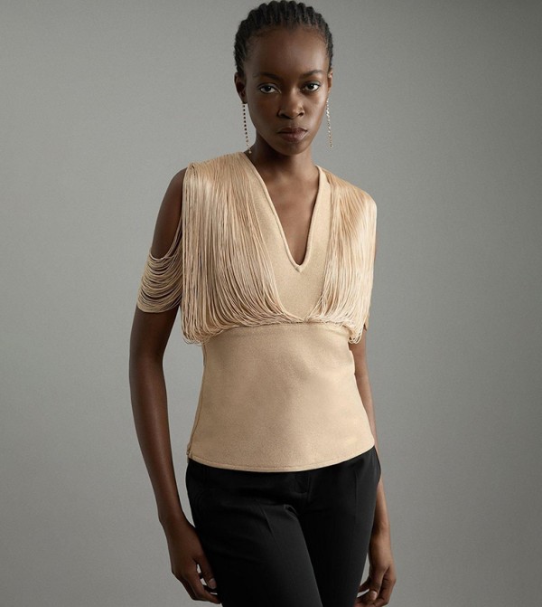 Fringe Detail Knitted Top