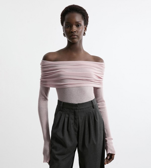 Petite Ballet Bardot Knitted Top