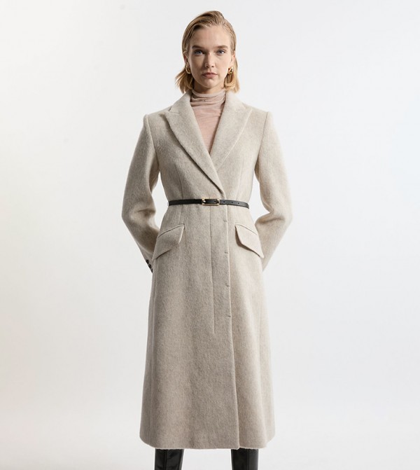 Premium Italian Manteco Wool Belted Tailored Maxi Coat