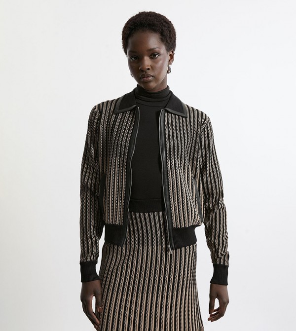 Striped Jacquard Knitted Jacket