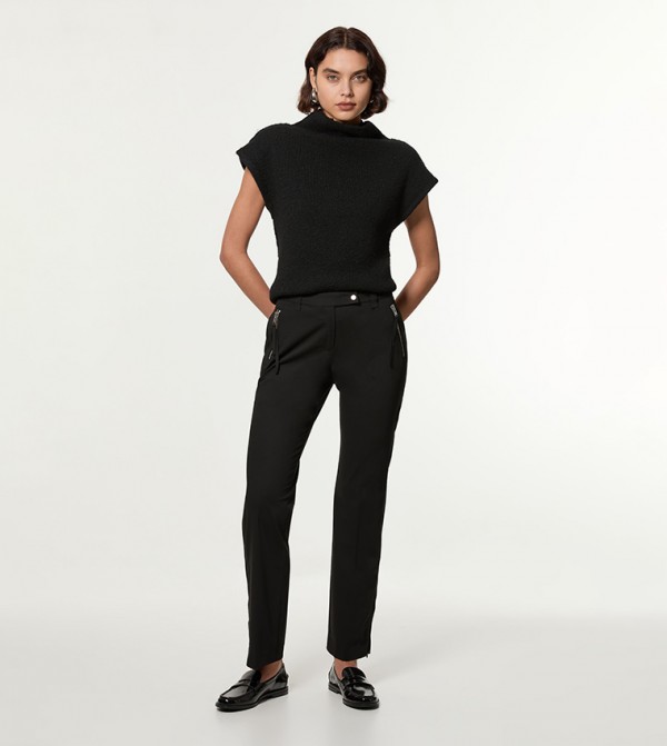Tailored Viscose Zip Detail Trousers