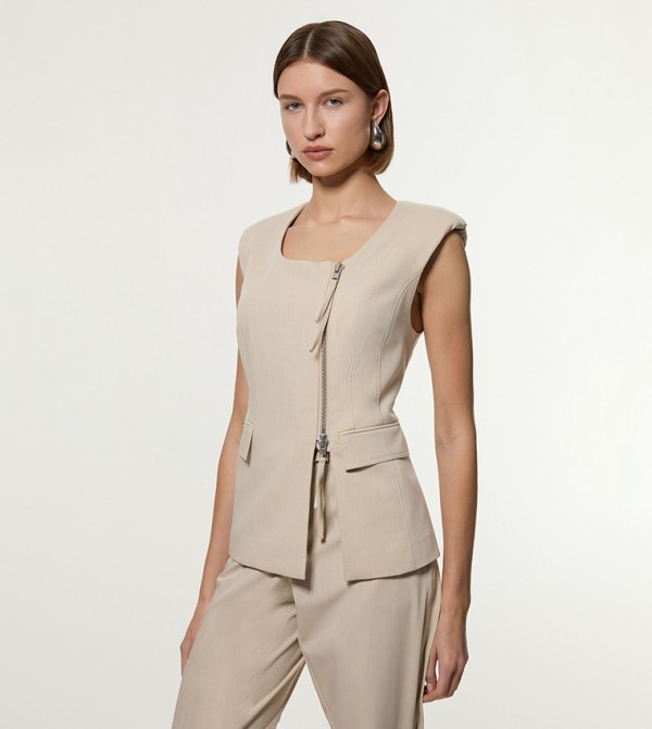 Zip Through Multi Stitch Waistcoat