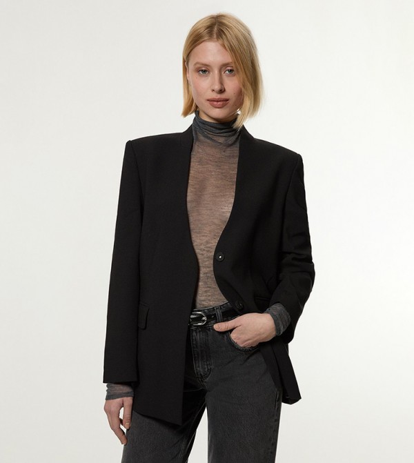 Stretch Long Sleeves Oversized Blazer