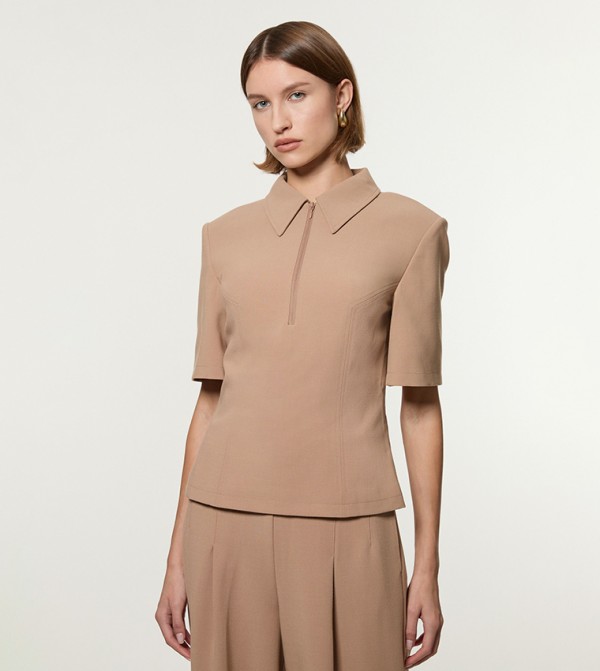 Stretch Essential Tailored Collar Top