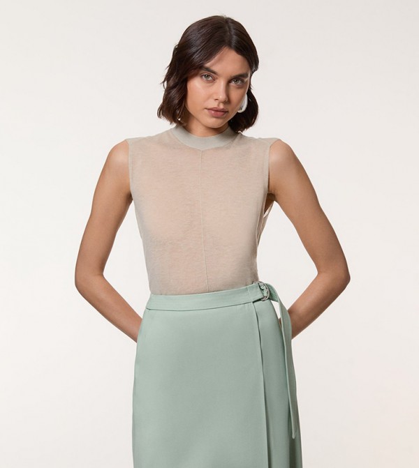 Sheer Wool Knit Tank Top