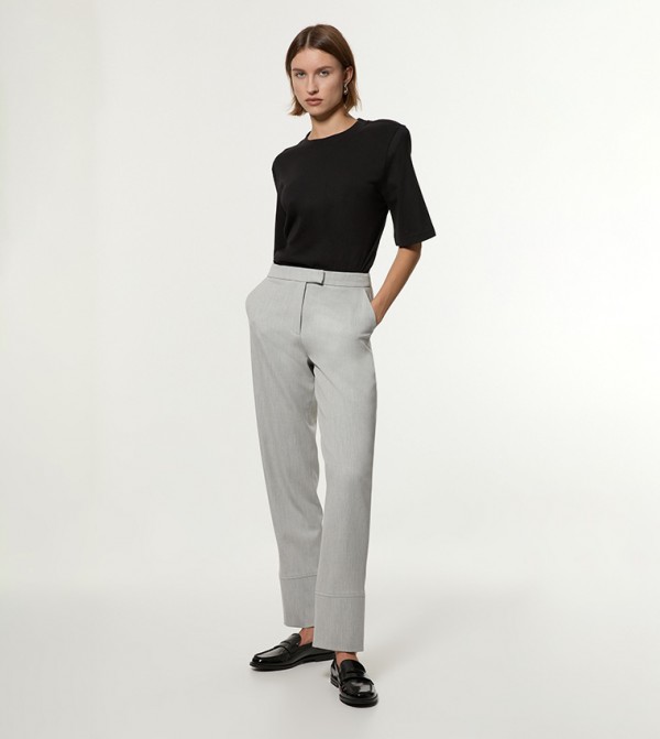 Technical Crepe Tailored Hem Straight Fit Trousers
