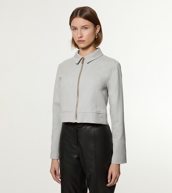 Crepe Metal Zip Detail Jacket