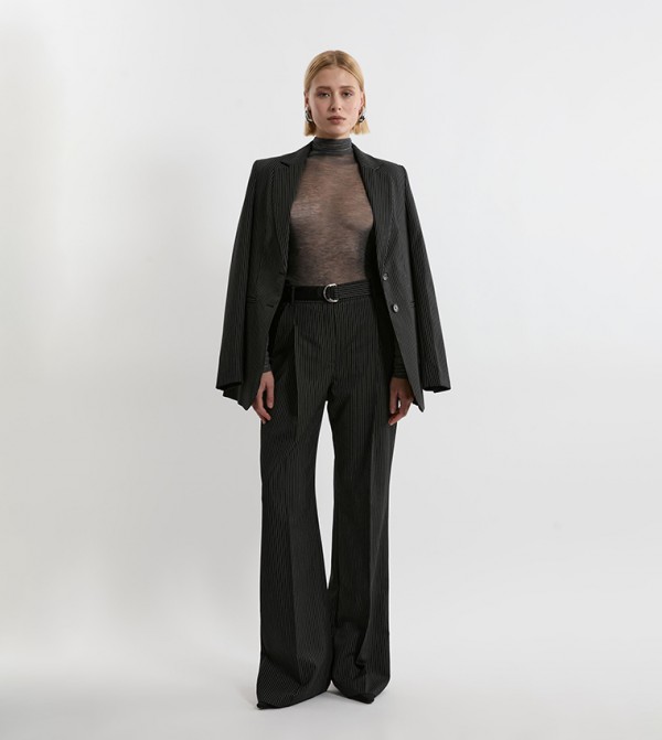 Pinstripe Tailored Detail Trousers