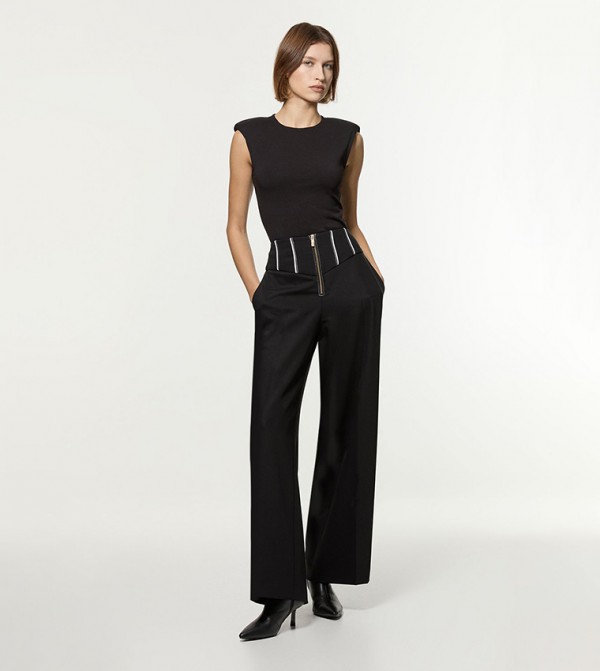 Tailored Stitch Detail Straight Fit Trousers
