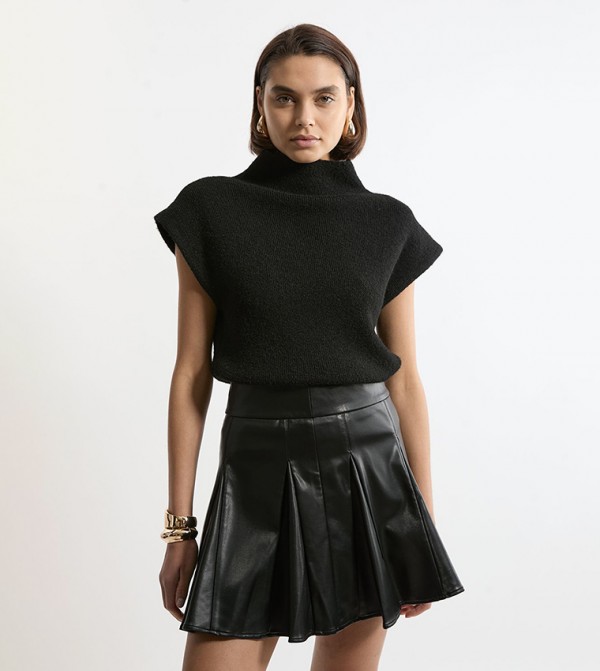 Faux Leather Flippy Mini Skirt