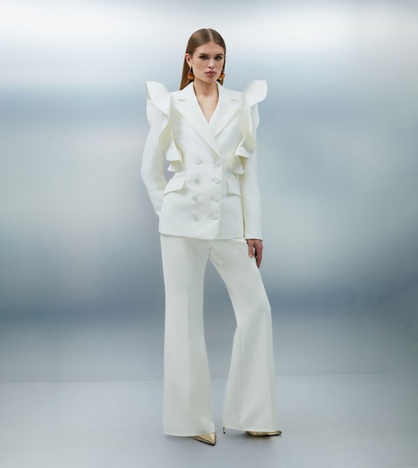Ruffle Detail Long Sleeves Blazer