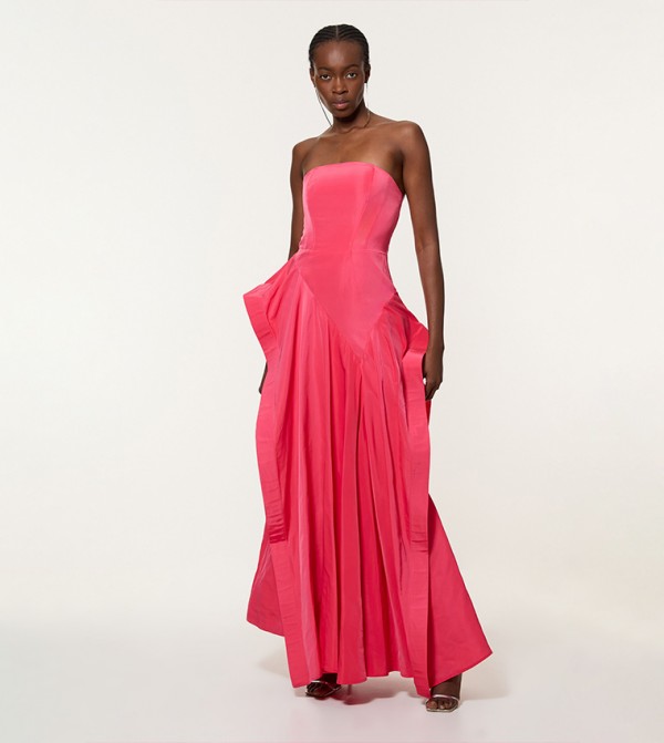 Taffeta Sculptural Tailored Maxi Dress