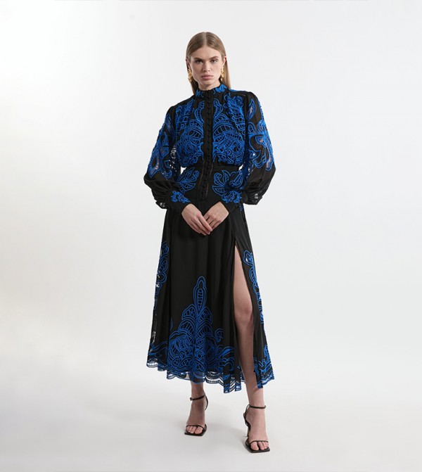 Tall Cut Work Embroidered Woven Maxi Dress