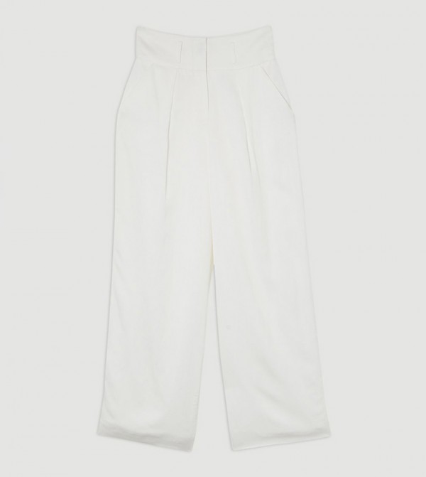 Tailored Viscose Linen Wide Leg Trousers
