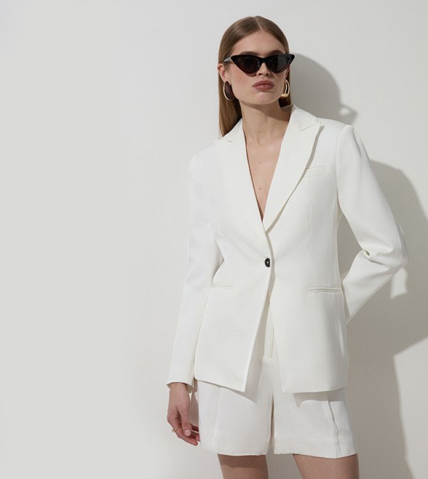 Petite Viscose Linen Single Breasted Blazer