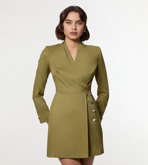 Soft Structured Tailored Wrap Blazer Dress