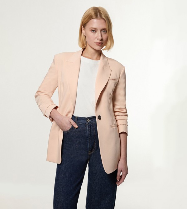 Polished Viscose Tailored Single Breasted Blazer