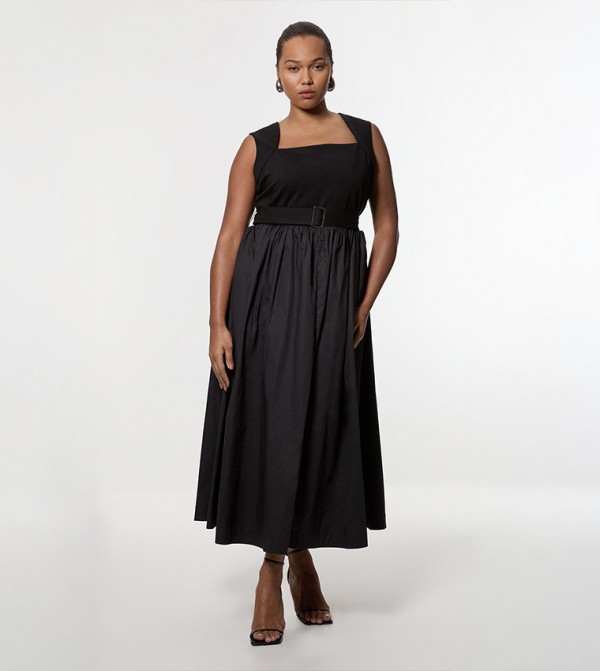 Curve Scoop Neck Jersey Cotton Mix Maxi Dress