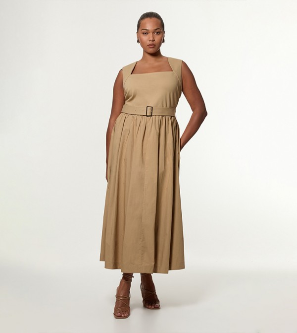 Curve Scoop Neck Jersey Cotton Mix Maxi Dress