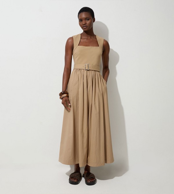 Petite Scoop Neck Jersey Cotton Mix Maxi Dress