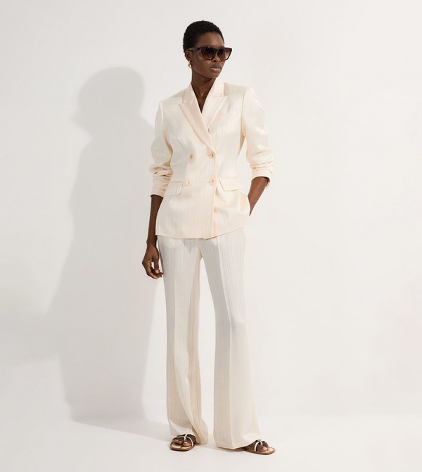 Petite Satin Stripe Tailored Straight Fit Trousers