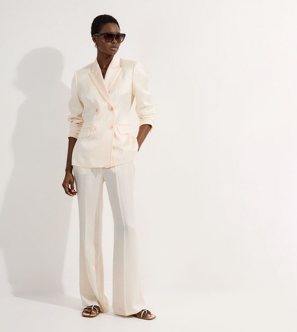 Satin Striped Straight Fit Trousers